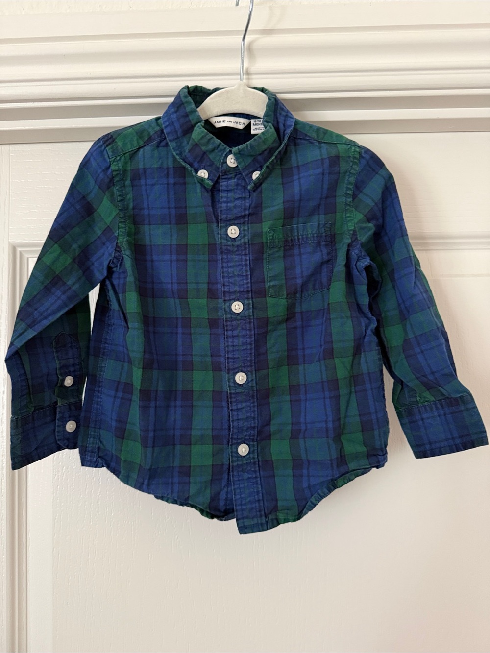 Janie and Jack Green & Blue Plaid Button-Down Shirt